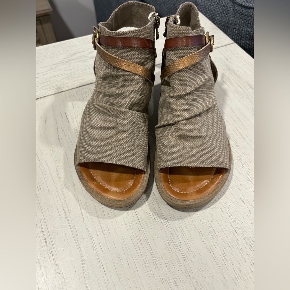 Elegant Beige and Brown Wrap Sandals